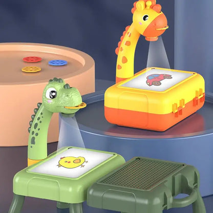 Drawing Tablet Education Multifunctional Projection Painting Table Giraffe Storage Light Music Writing Pad Girl Children'S Toys